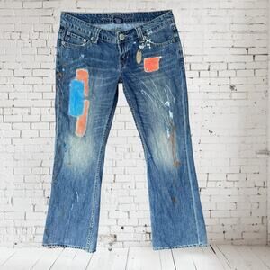 Vanity Premium Tyler Thrashed Painted Up Cycled Wide Leg‎ Jeans Sz 29/33 Women's